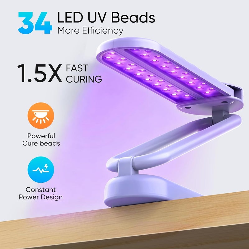 PPESULK Store Cordless UV Light for Resin Curing, 3000mAh Rechargeable Fast UV Light with 34 Beads and LCD Timer Display, Portable UV Resin Curing Machine for Resin Molds, Jewelry Making, DIY Crafts - Image 2